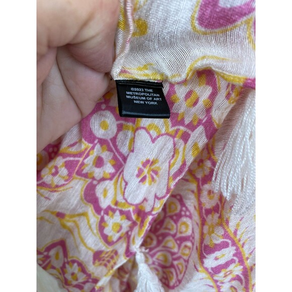 Metropolitan Museum of Art Open Kimono Cover Up Pink White One Size Silk Blend - Picture 5 of 8